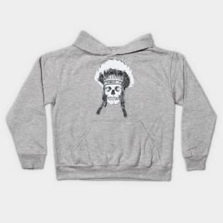 Skull Native American Headdress Kids Hoodie